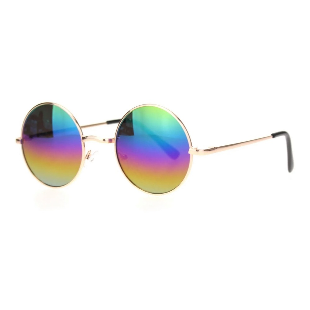 Janis Joplin Style Hippie Boho Round Reflective Mirror Color Fade Sunglasses